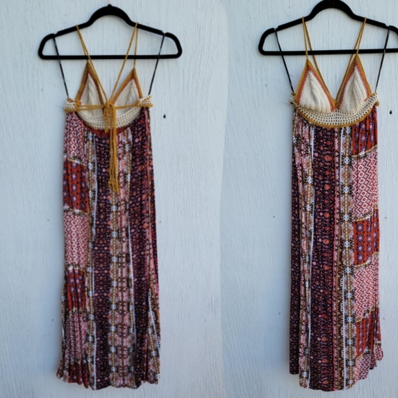 Boho Pattern Crochet Top Maxi Dress - Picture 4 of 5
